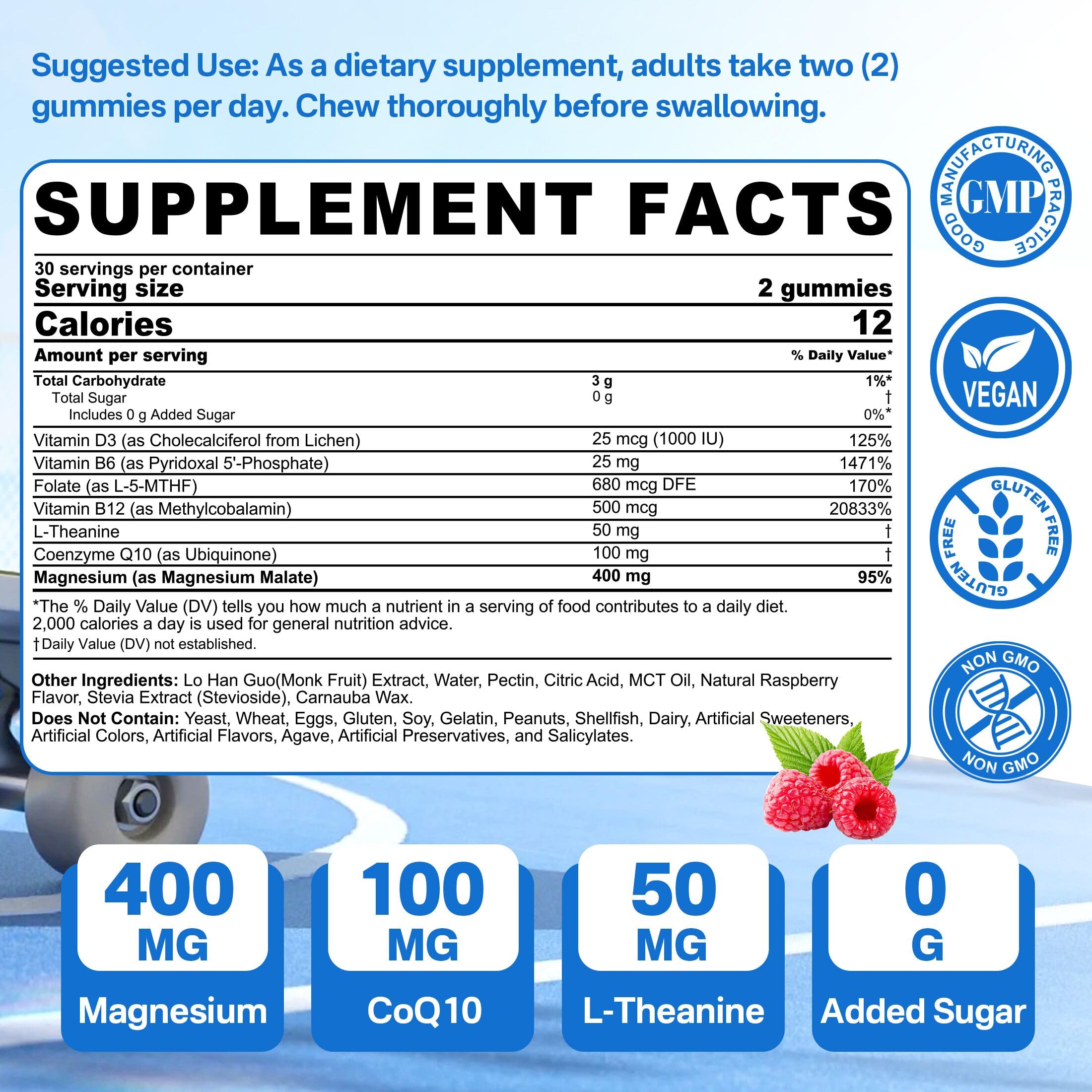 2Pack Magnesium Malate Gummies for Adults - Magnesium 400mg Chewable — Amazon image 2