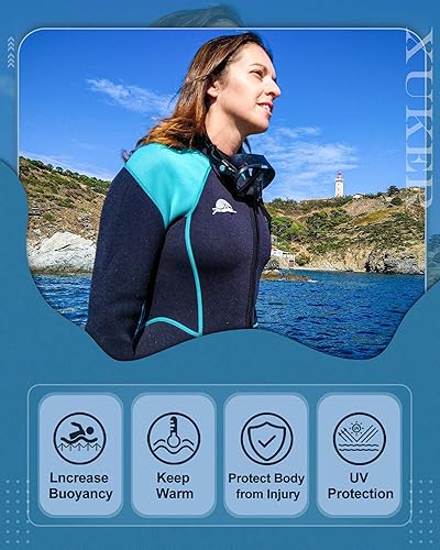 Miniatura 5 de XUKER Traje de neopreno para mujer y hombre, 0.079 in, 0.118 in, neopreno con cremallera frontaltrasera en agua fría, traje de buceo de cuerpo
