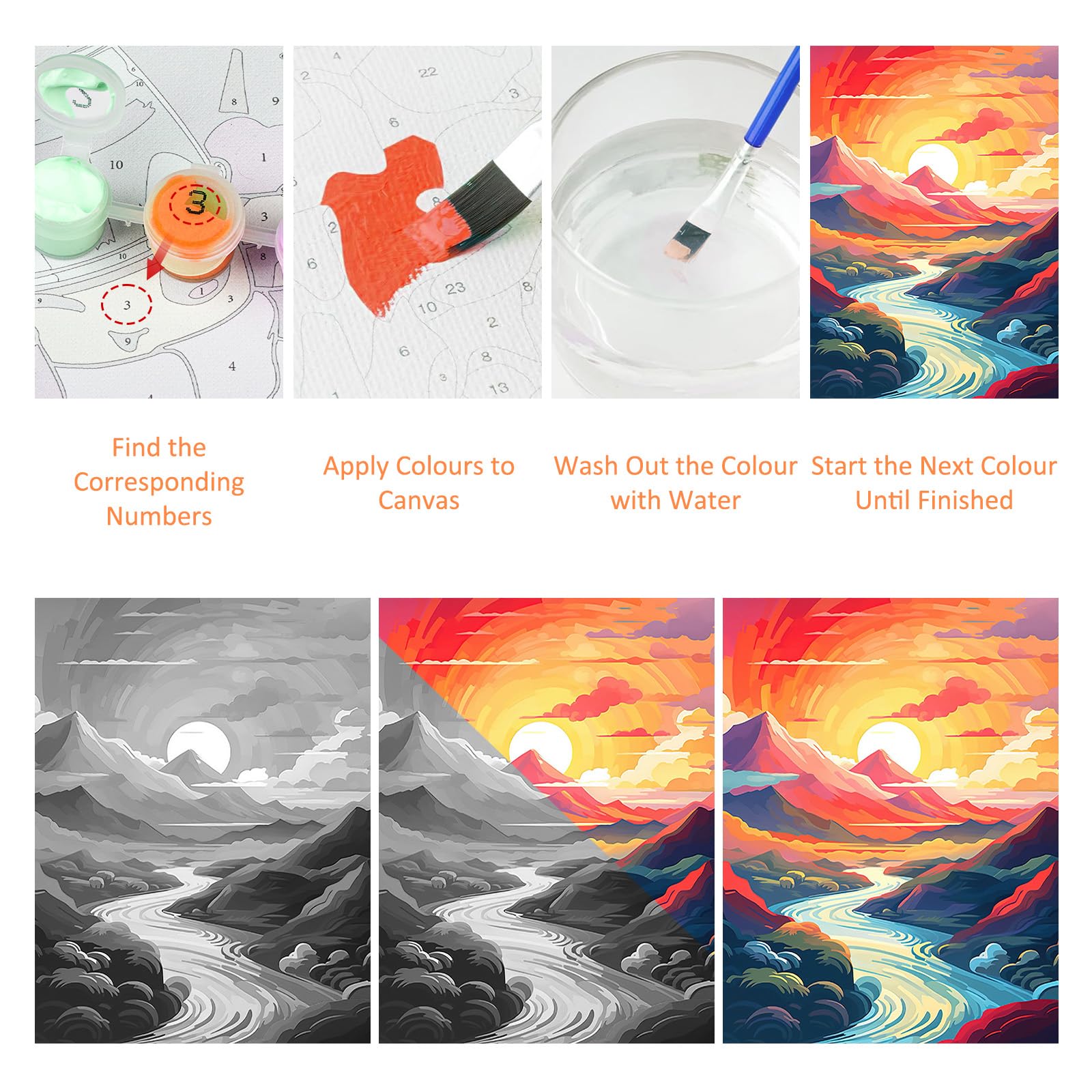 HEIBAGO Paysage Peinture Par Numéros Pour Adulte, Fleur Kit