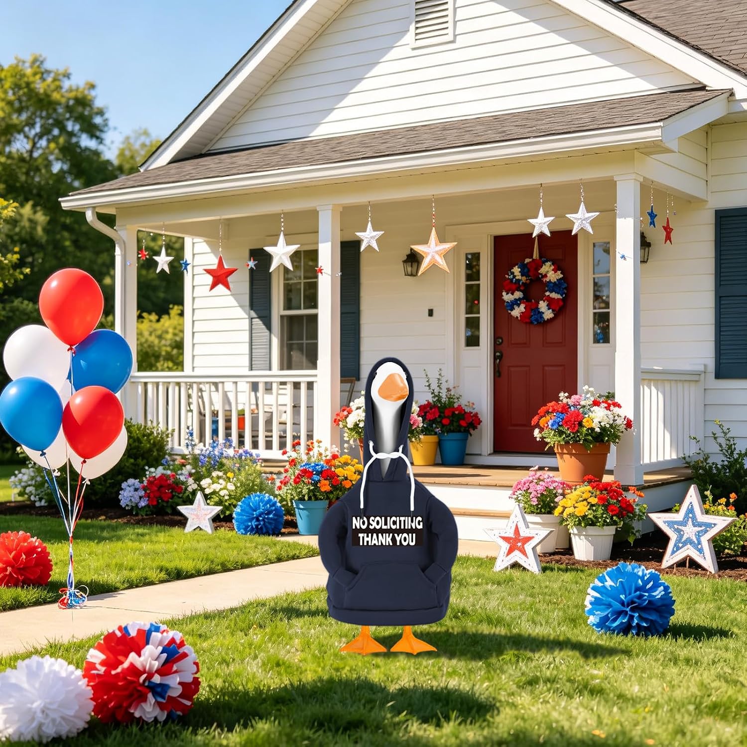 Porch Goose Hoodie Outfits for 23 Inch Porch Goose & Duck Statues-No Soliciting Goose for Front Porch Yard Classic Hoodie Goose Clothes for Concrete Geese