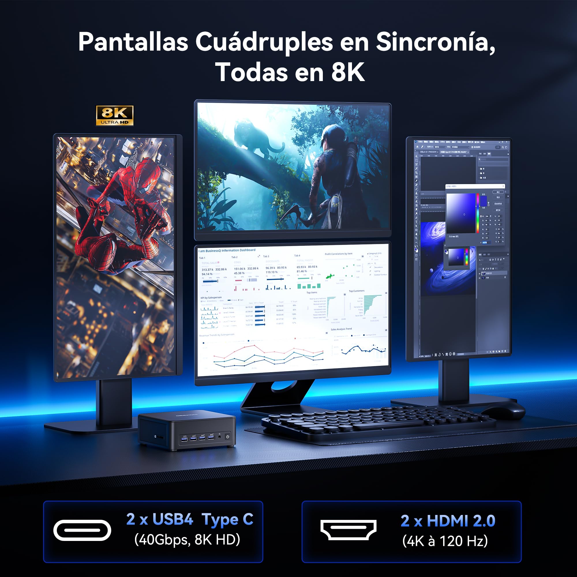 GEEKOM IT13 MAX AI Mini PC con Intel Core Ultra 9 185H, Barebone | (sin RAM ni SSD) Gráficos Intel Arc, [3 Años de Garantía] Doble LAN 2.5G, 2× USB4 (20 Gbps), Wi-Fi 7, Bluetooth 5.4, 8K