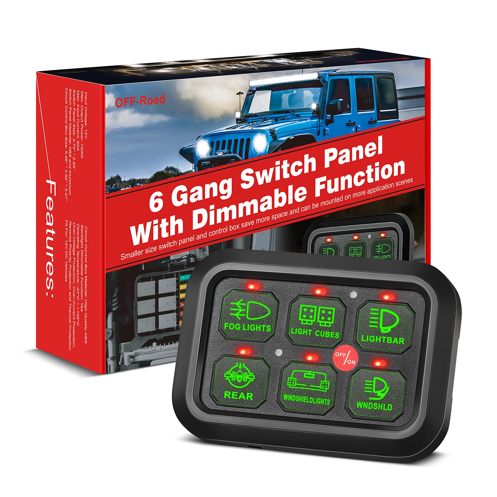 Buy 6 Gang Switch Panel Automatic Dimmable, ROADOR Universal Electronic