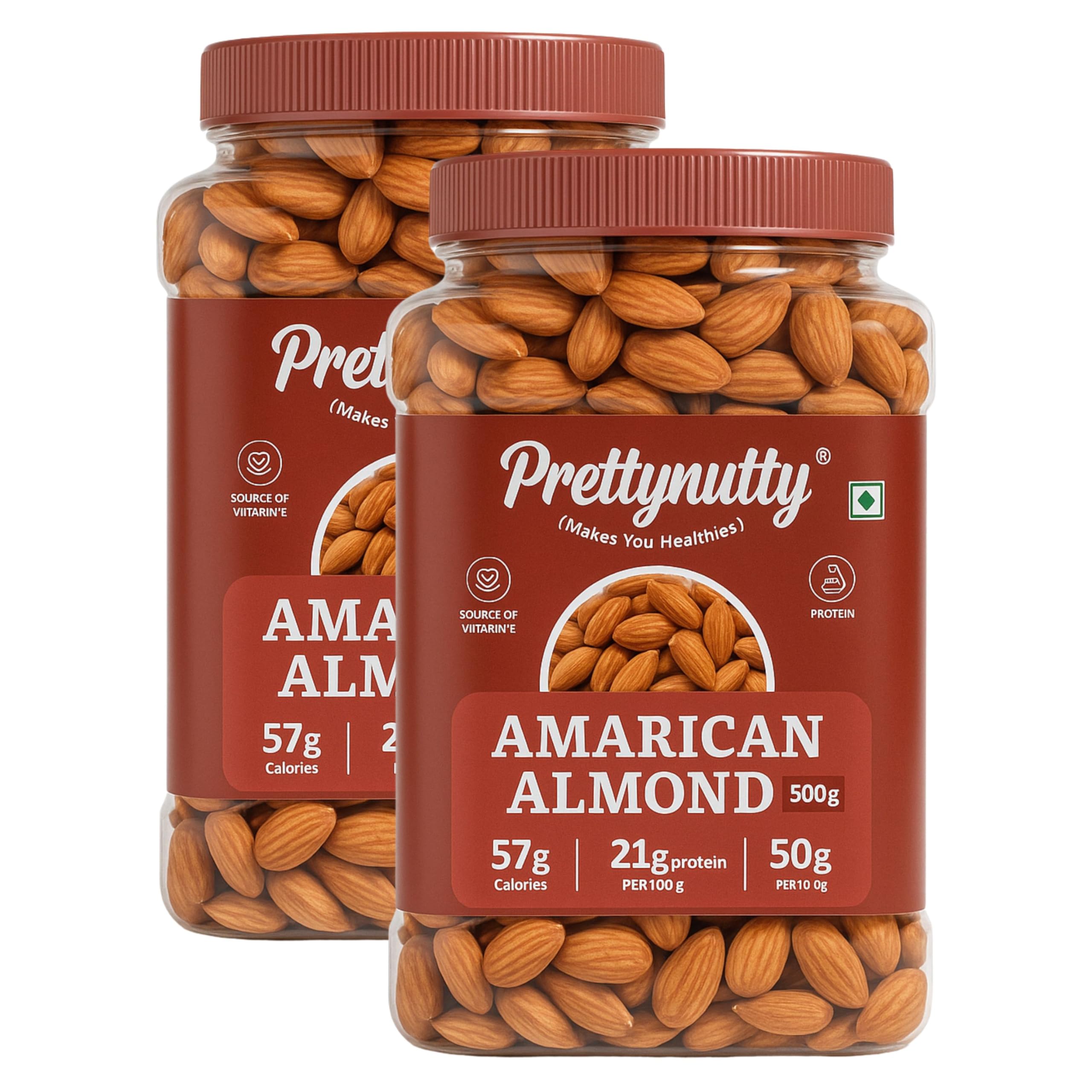 PrettyNutty American Almonds 1kg – Premium Handpicked, High-Protein Healthy Nut Snack (500g [Pack of 2])-image-42