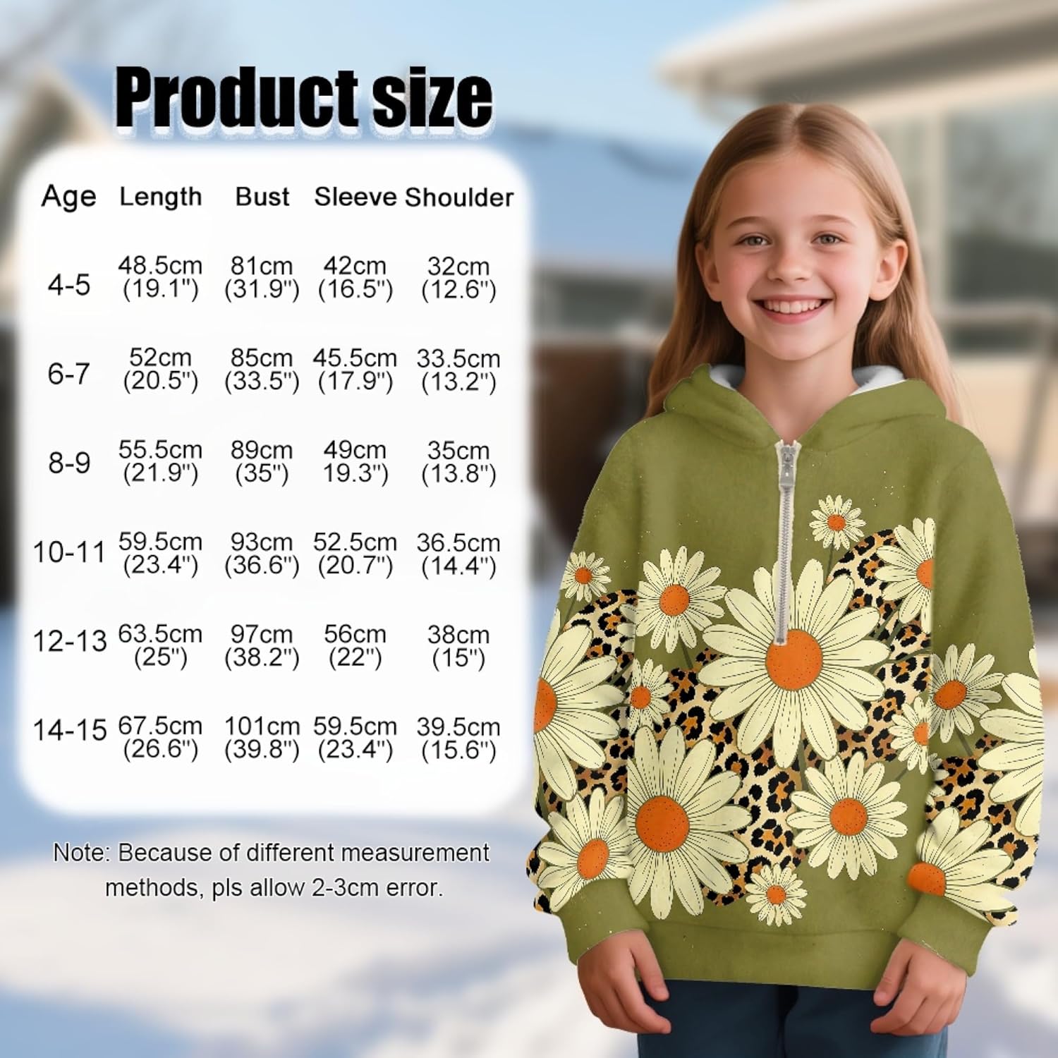 AmzPrint Girls Graphic Half Zip Fleece Hoodie Long Sleeve Pullover Warm Athletic Hoodies For Kids Big Girls