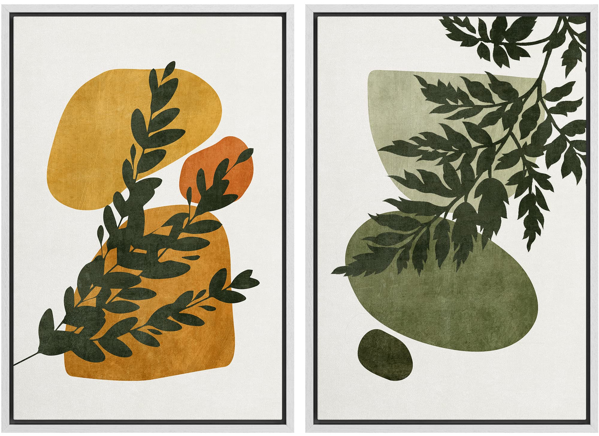 SIGNFORD Framed Canvas Print Wall Art Set Soft Hydrangea Pair Light Blue Florals with Green Leaves Illustration Modern Art Decorative Nordic Nature for Living Room, Bedroom, Office - 24"x36"x2 White — view 134