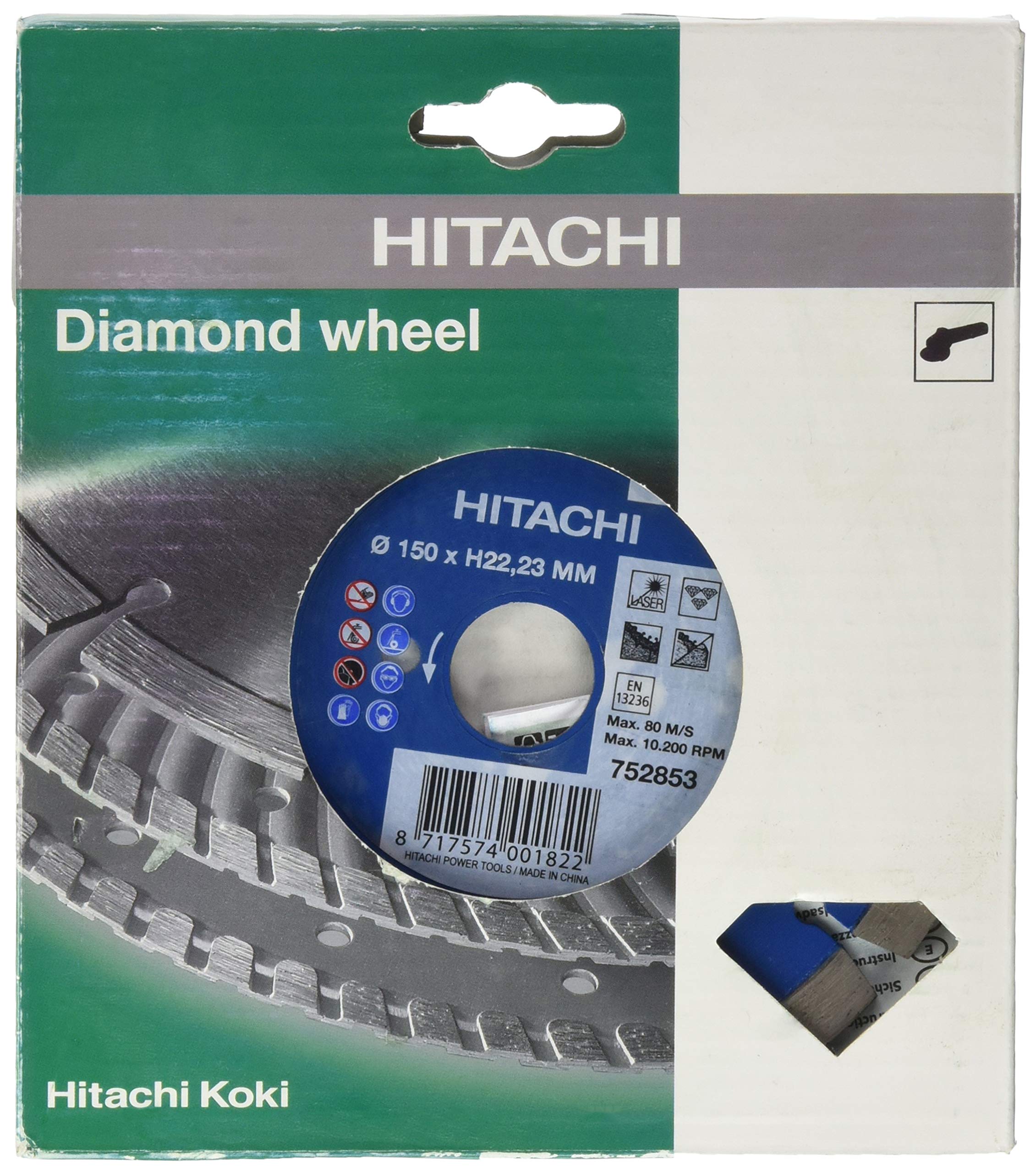 HIKOKI 752853 - Disco Diamante 150x22,2x10 mm segmentado PREMIUM para materiales duros altura segmento 10 mm