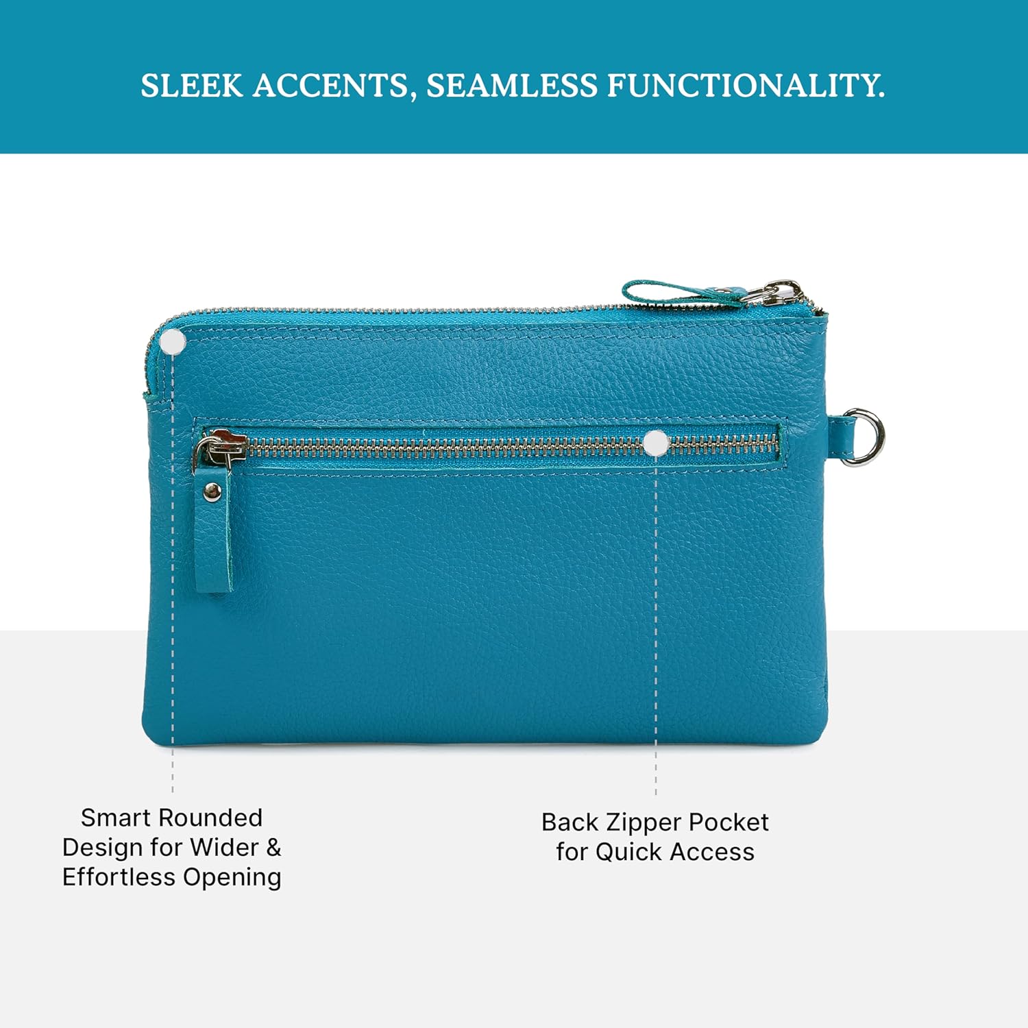 Wise Owl Accessories Genuine Leather Wristlet Wallet for Women Clutch Handbag Purses for Cell Phone Keys Coins Credit Card Slots