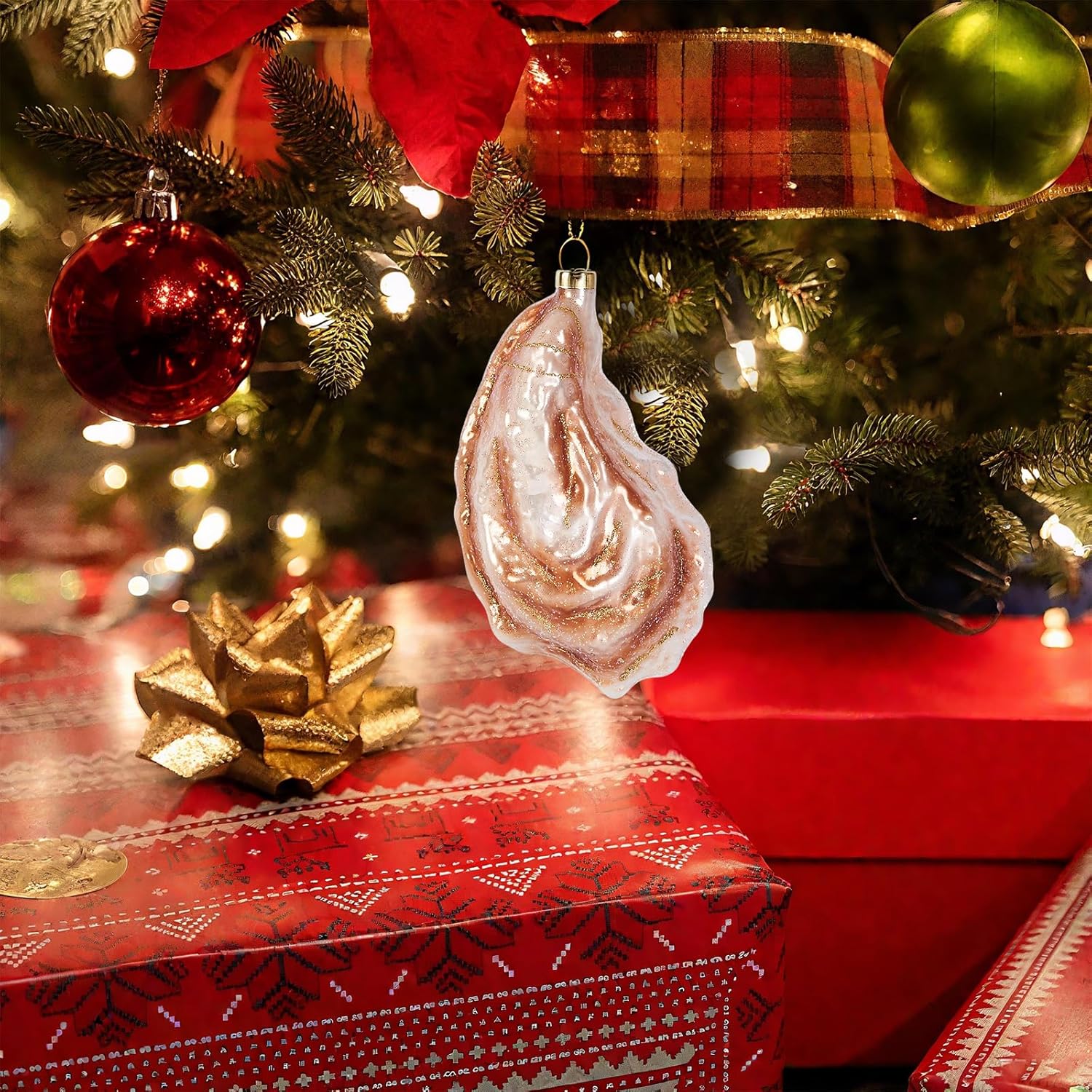 Hanging Christmas Ornaments 2025, Handcrafted Glass Blown Xmas Tree Decorations Holiday Ornaments Funny Gifts Collectible Winter Festival Decor for Home Party, Shell - Image 5