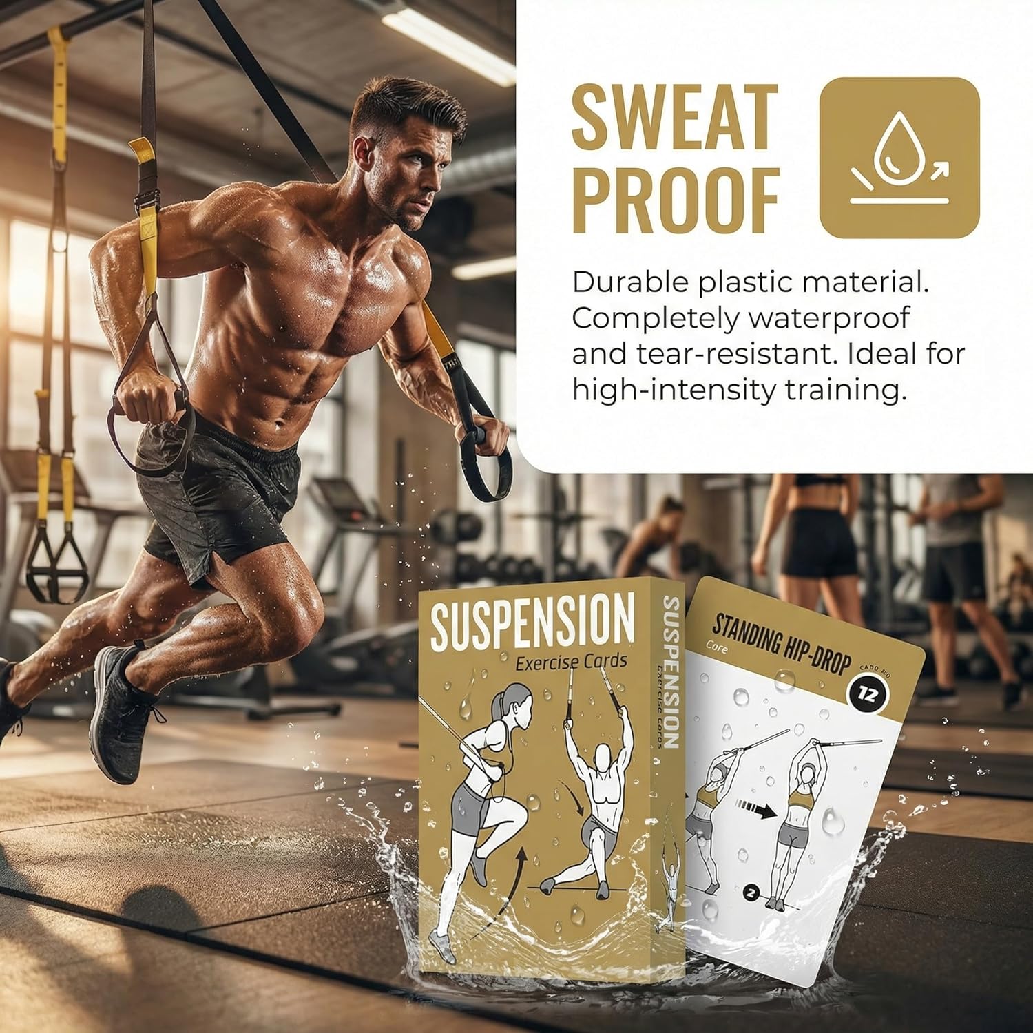Bodyweight & Dumbbell & Suspension1 Workout Cards - 150 Large 5"x3.5" Exercise Cards with 36 Strength Moves, Home & Gym Fitness Cards for Men & Women, Beginner Fitness Guide