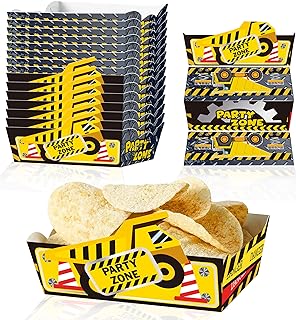 24 Pcs Construction Snack Bowl Party Supplies, Construction Truck Food Trays for Kids Boys Construction Themed Birthday Party Decorations