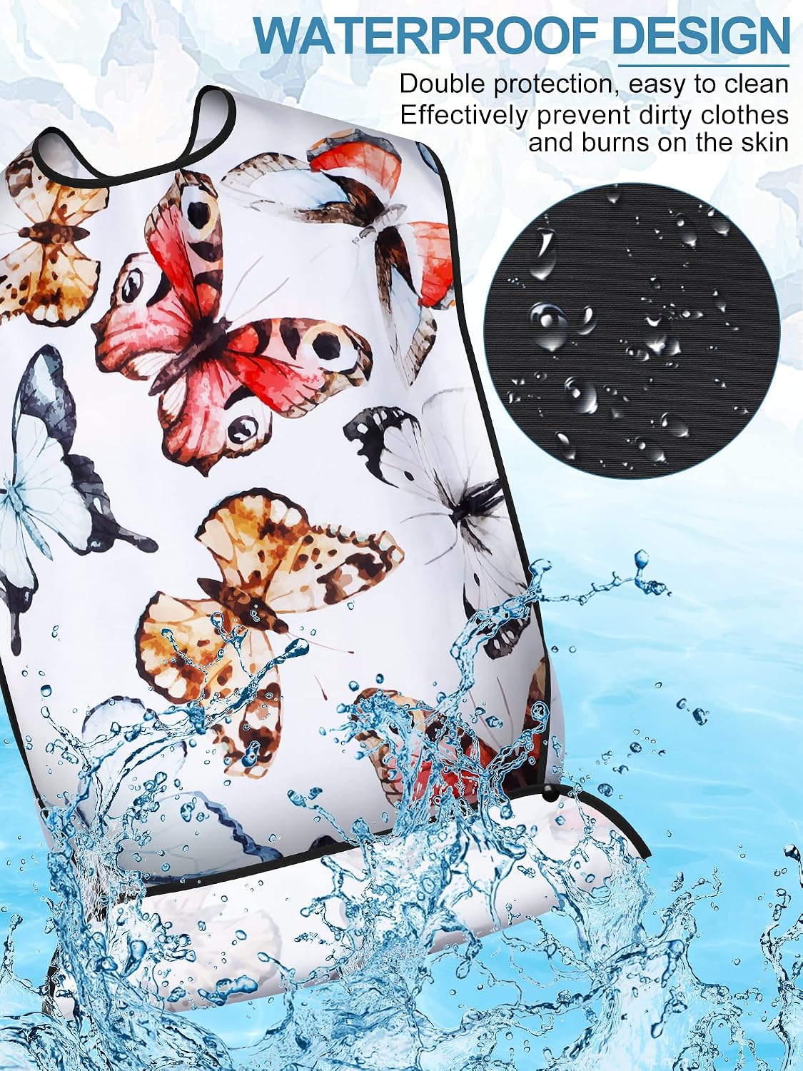 eurzom 6 pack adult bibs for elderly women men, reusable adult bibs for eating with optional crumb catcher clothing protector classic pattern