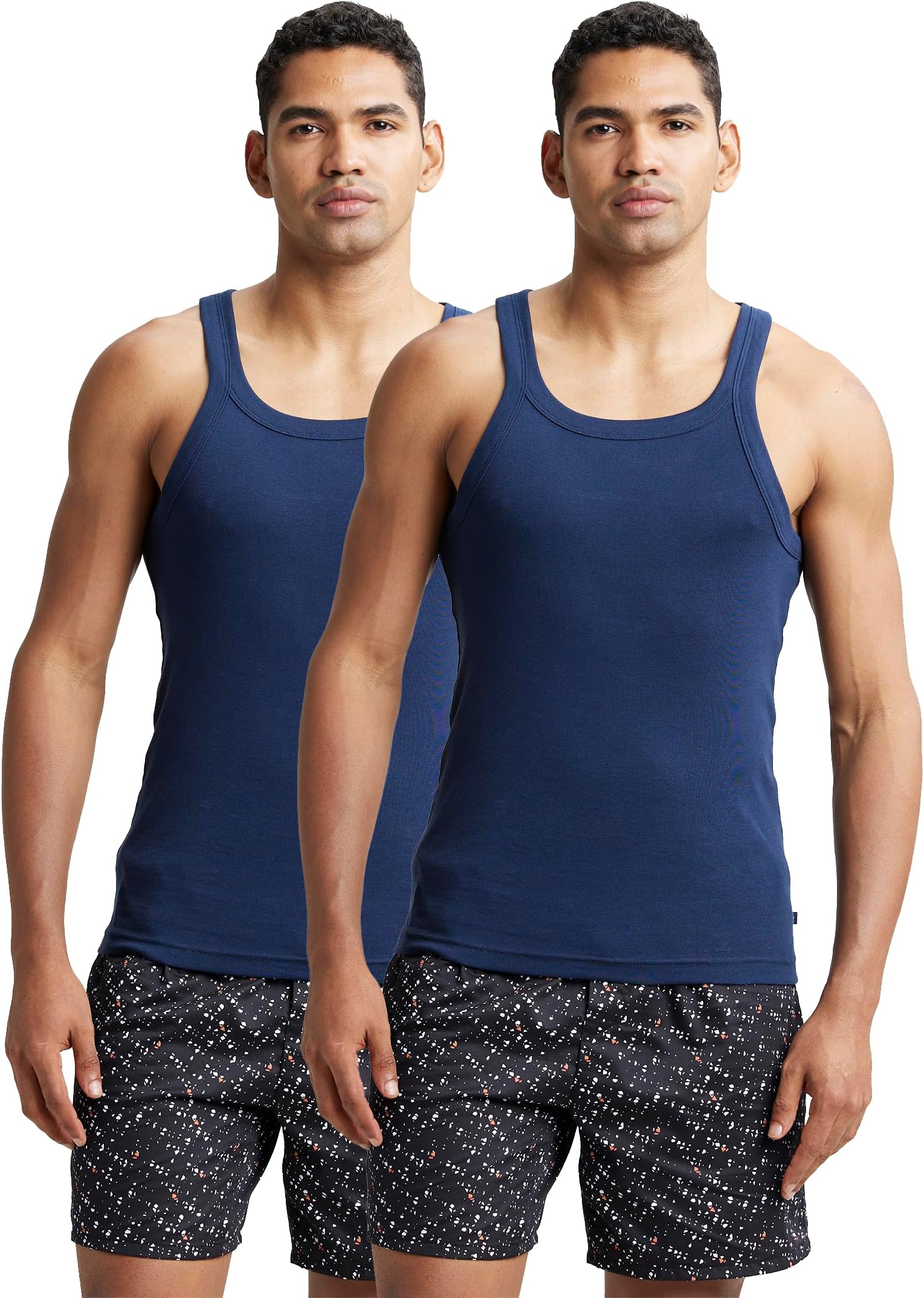 US26 Men Super Combed Cotton Rib Square Neck Gym Vest_(Pack of 2)