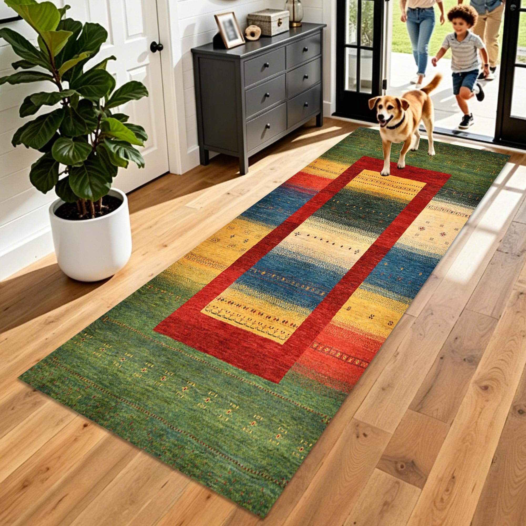 Tapis de sol entree interieur 90x350 lavable pour salon et couloir
