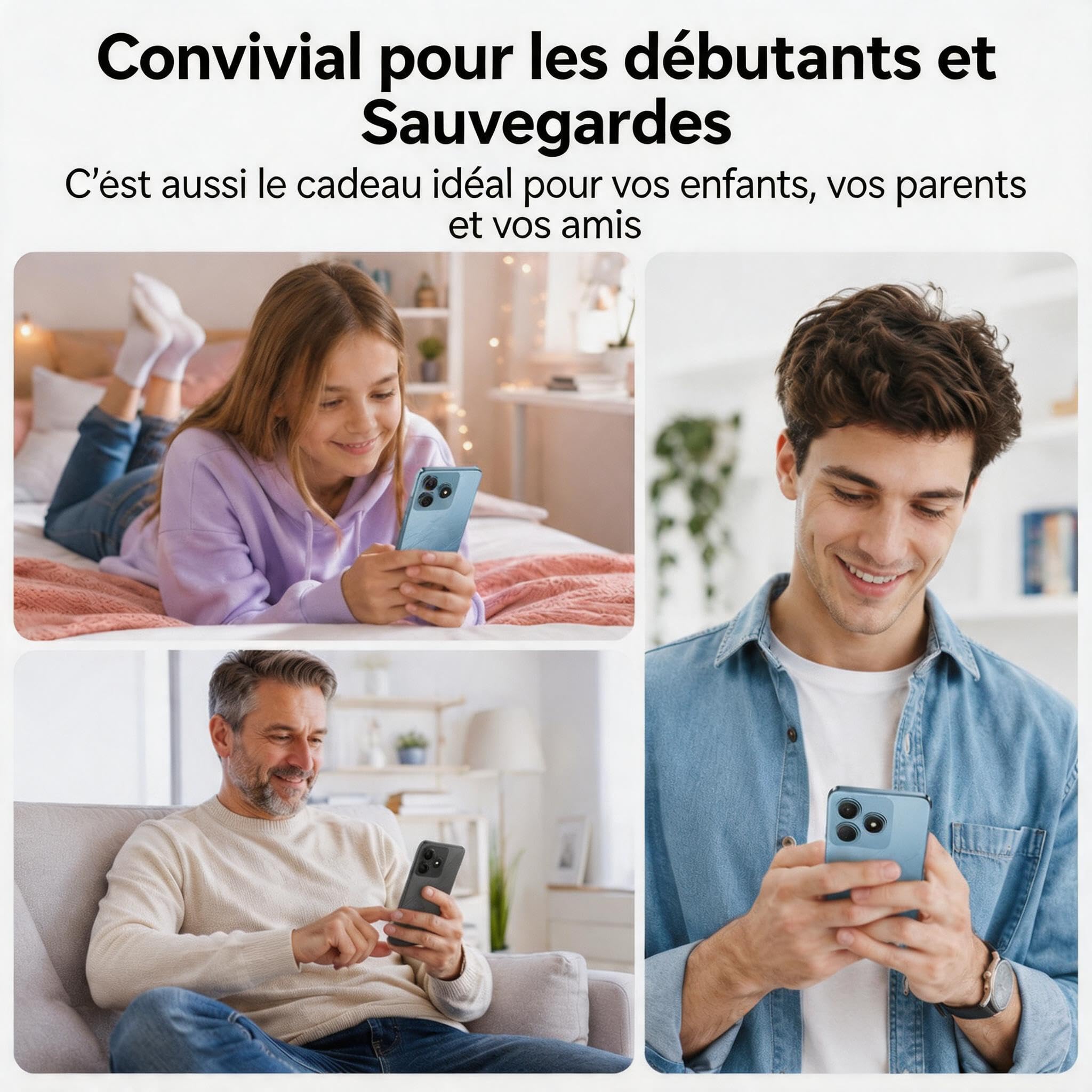 Smartphone Offerta Android, Batteria 5000mAh Telefono Cellulare, Smartphone 6.56 Pollici HD+, 6GB+64GB/TF 2TB Cellulari, Fotocamera 13MP+8MP, Telefoni 4G Dual SIM, Face ID/GPS, Garanzia 3 Anni, Blu