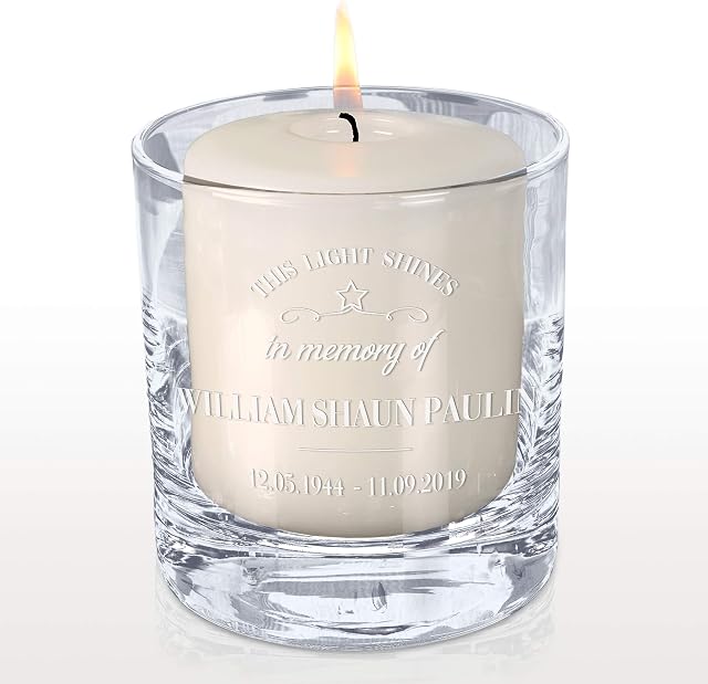 This Light Shines Memorial Candle Holder Gift with 35hr Pillar Candle