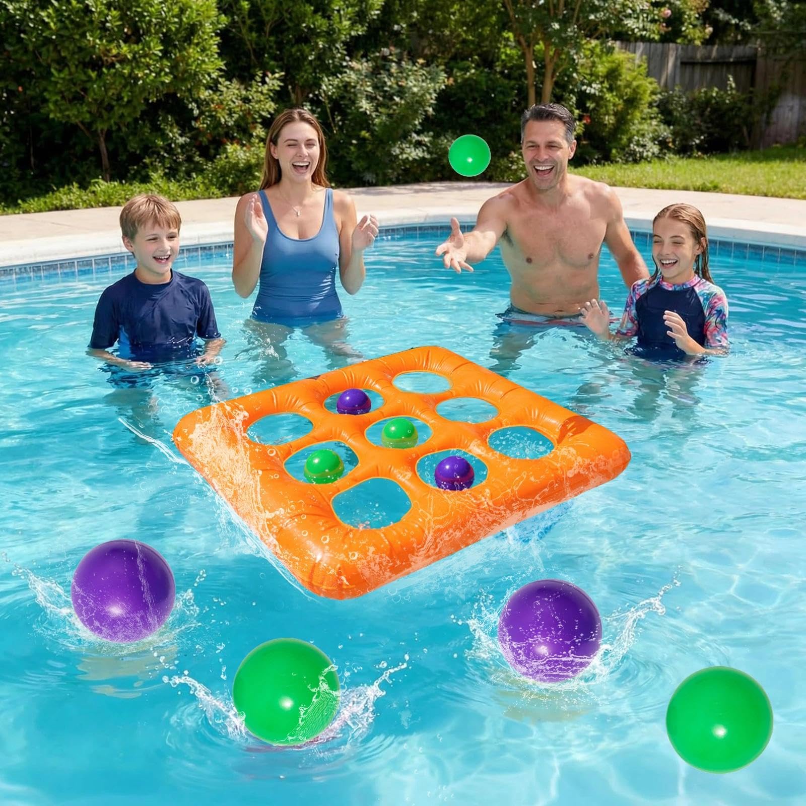 Hainue Tic-Tac-Toe Gonflable Pour Piscine – Jeu De Morpion Aquatique Avec 10 Balles, Pompe, Patchs – Enfants Et Adultes, Plage Et Jardin