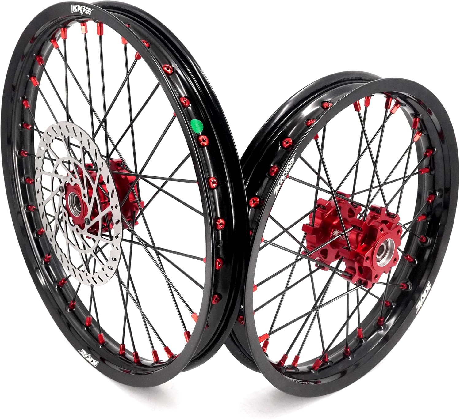 KKE 1.6 * 19 & 1.85 * 16 E-moto Dirt Bike Spoked Upgraded version Wheels Rim Fit Surron Light Bee-x 2019-2025 With 220 Front Disc and Adapter RED