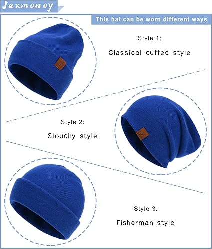 Miniatura 2 de jaxmonoy Slouchy Knit Beanies Winter Hats for Women Men Soft Warm Reversible Slouch Cuffed Skull Knitted Beanie Cap