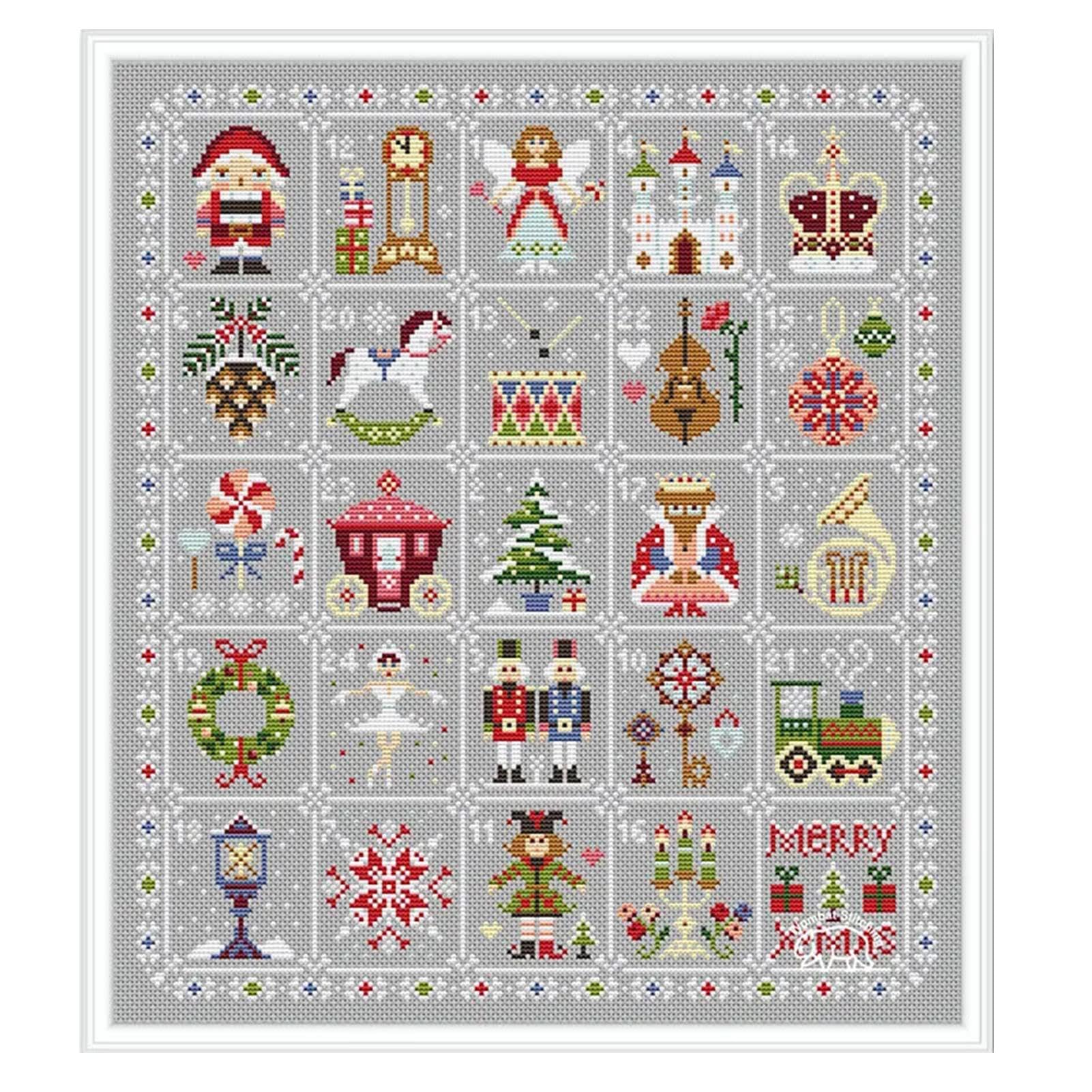 Calendrier De L'Avent De Noël Au Point De Croix, Kit De Broderie De Compte à Rebours De Noël, Calendrier De L'Avent 2024, Compte à Rebours De 24 Jours, Cadeau Pour Les Débutants