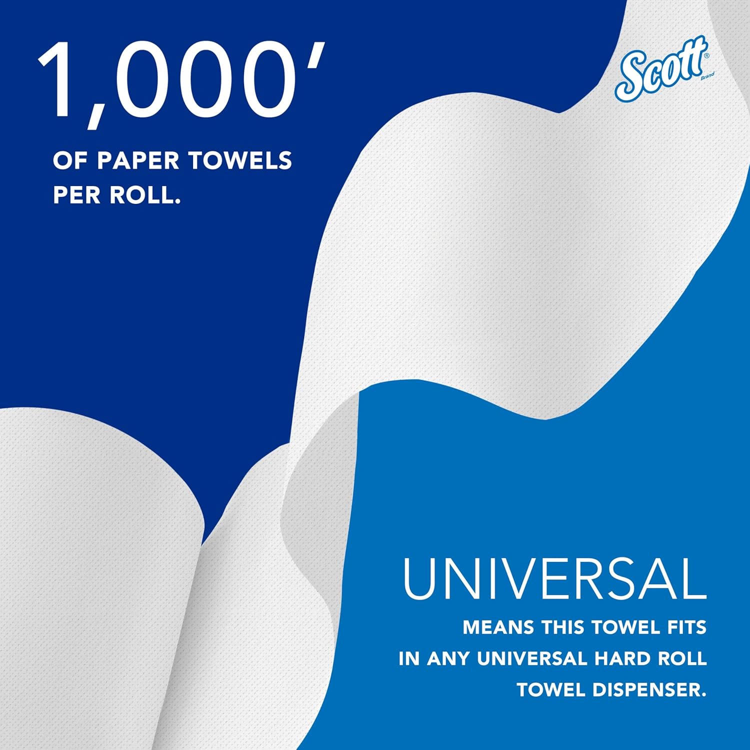 Scott Professional Essential Universal High-Capacity Hard Roll Paper Towels, Bulk (01000), Hardwound 1.5" Core, Absorbency Pockets, White (12 Rolls at 1,000' Each, 12,000'/Case)