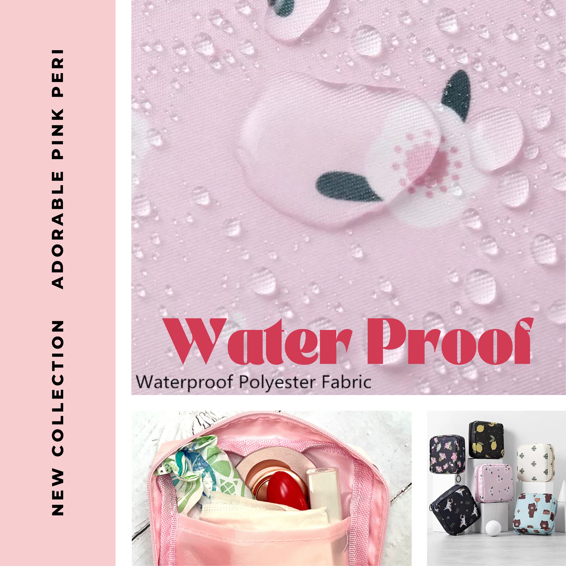 Reusable Sanitary Napkin Pads Storage Bag Portable for Women Girls | Made of Nylon Water Resistance Reusable | Zero Waste Period (Peach + Flower)