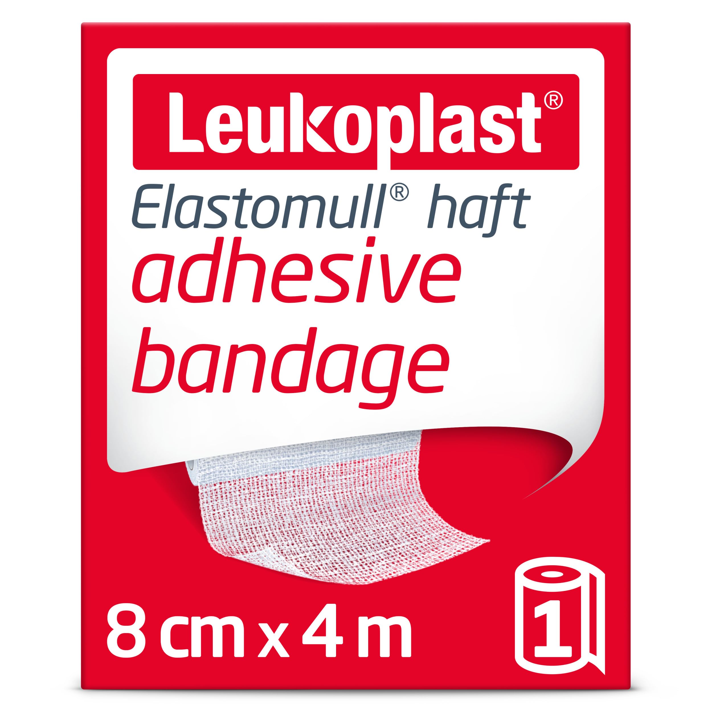 Leukoplast Elastomull Haft Elastic Bandage - Flexible Elasticated Wound Dressing Fixation Tape – 8 cm x 4m, 1 Roll