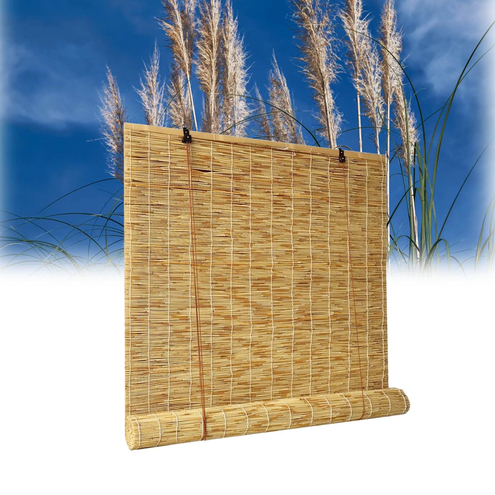 Roleta Bambusowa, Natural Rolety Trzcinowe, Zasłona na Drzwi i Okna, Roll Up Roleta Rzymska z Lift, Rolety Drewniana (Size : WxH100x220cm(39x87incn))