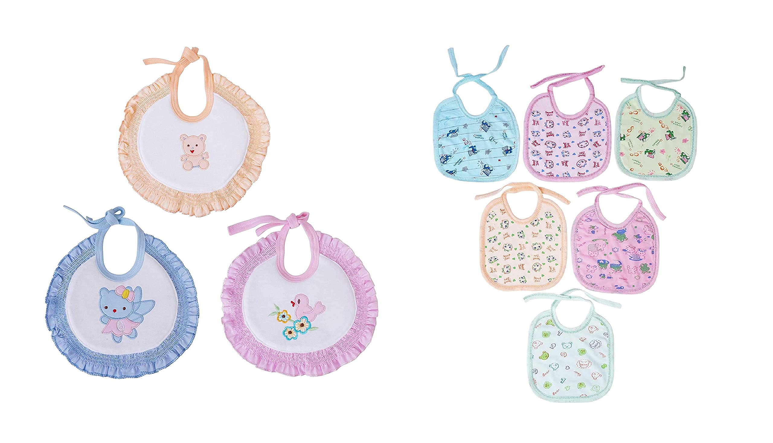Da Anushi Soft Cotton Washable & Reusable Multicolor Highly Absorbing/Comfortable and Easily Adjustable Feeding Bibs In Apron Style For Babies,Toddlers,Infants-picture-25
