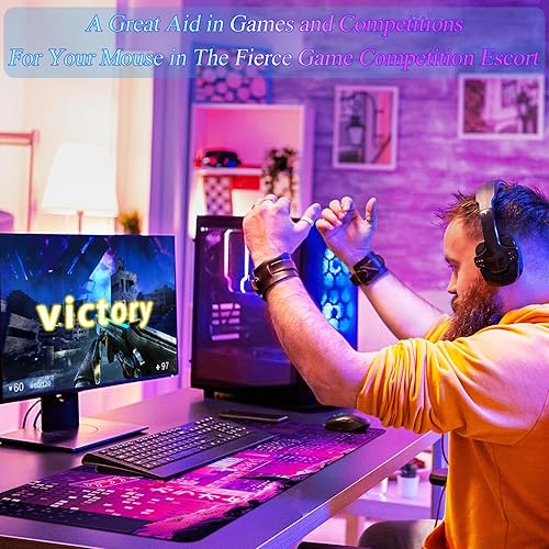 Miniatura 5 de Alfombrilla de mouse para computadora portátil para juegos, teclado de PC, impermeable, antideslizante, 31.5 x 11.9 pulgadas, 0.12 pulgadas de