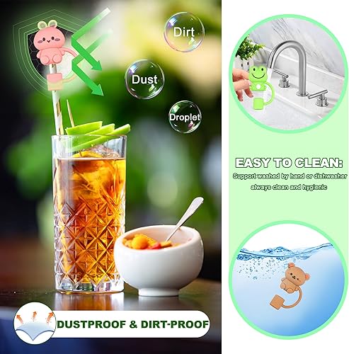 Miniatura 2 de YUNAI Stanley - 4 fundas de paja para popotes reutilizables, 0.39 pulgadas de silicona linda tapa compatible con vaso Stanley de 40 onzas, diseño de