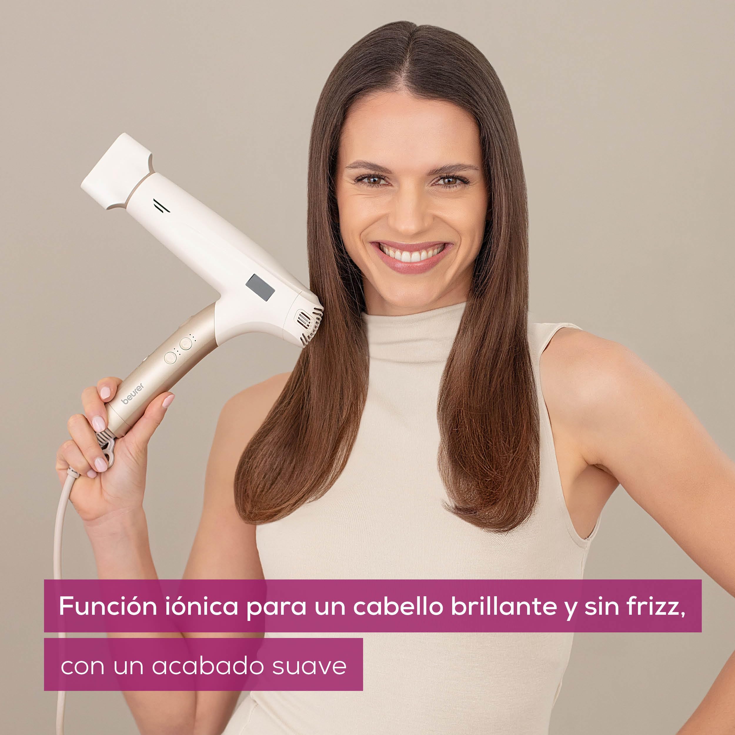 Beurer HC 150 FusionDry Pro Secador de pelo, secador ultraligero con potente motor digital, mango plegable ergonómico ideal para viajes, incl. 4 accesorios de peinado