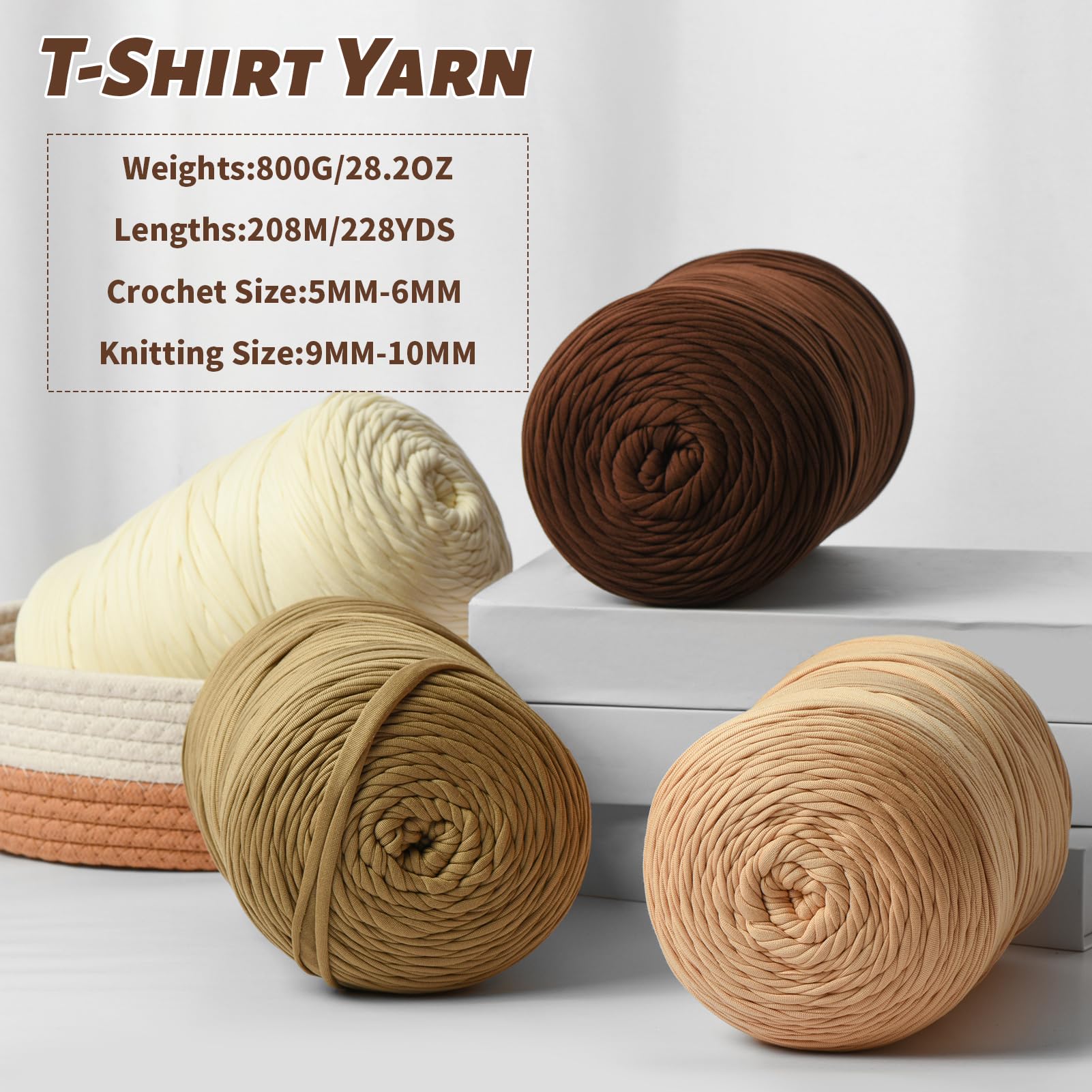 (800g/228yds) T Shirt Yarn, Soft Tshirt Crochet Yarn for Crafts and DIY Knitting Crocheting Cloth/Bag/Basket/Coaster, 100% Polyeste Elastic Fabric Chunky Thick Yarns for Crocheting?Black?
