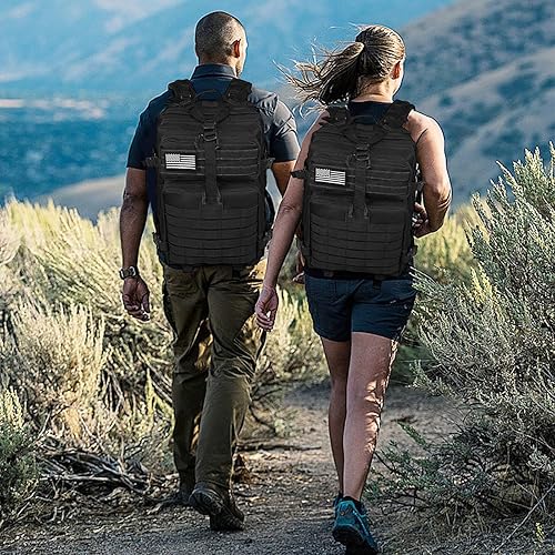 Miniatura 7 de WOLT Mochila táctica militar para hombre, mochila Molle de 45L, paquete de asalto de 3 días, mochila resistente para senderismo gimnasio (negro)
