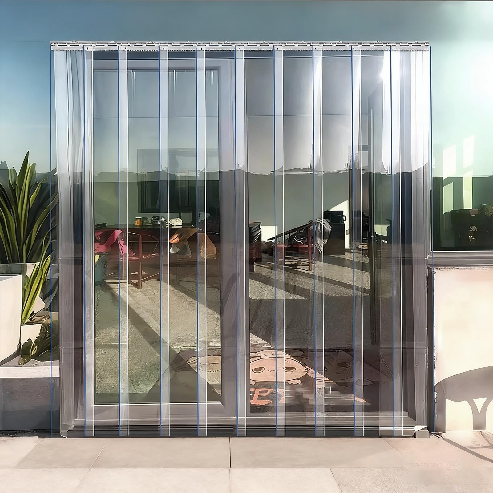 Rideau Lamelle Verticale Robuste et Durable Rideaux à Lamelles PVC Bandes Plastique Transparent Porte Débarras Couloir(120x250cm/47.24x98.43in)