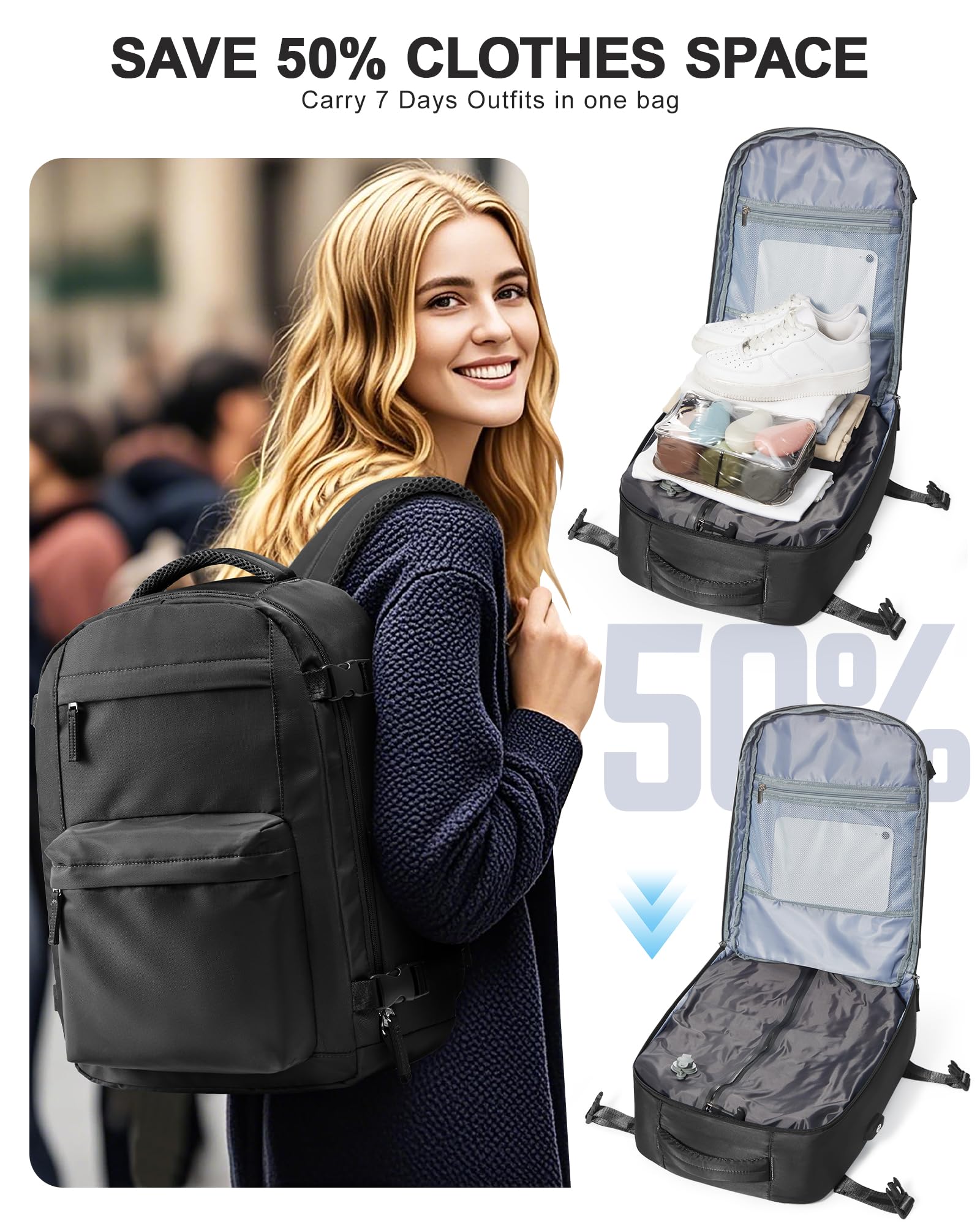 livbote Zaino da Viaggio 40x30x20 Vueling Zaini Impermeabile Aereo Ryanair 40x20x30 Wizzair Zaino per Bagaglio sotto sedile