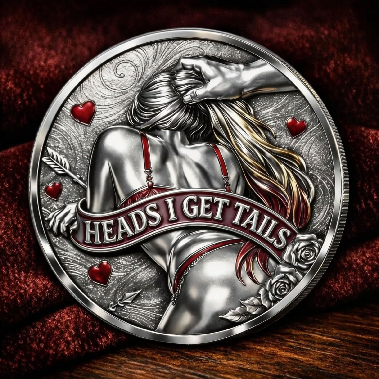 Moneda Conmemorativa Cara, Saco Cruz/Cruz, Saco Cara, Divertidas Monedas de Desafío Cara y Cruz, Ficha de la Suerte de Doble Cara, Cara, Saco Cruz, Regalo de Broma para San Valentín (C-10PCS)