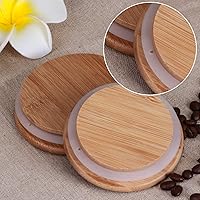 Vista 3 de Juego de 2 tarros de almacenamiento de vidrio (25 oz/25.4 fl oz) con tapa de madera hermética, recipientes de cocina apilables para dulces, galletas