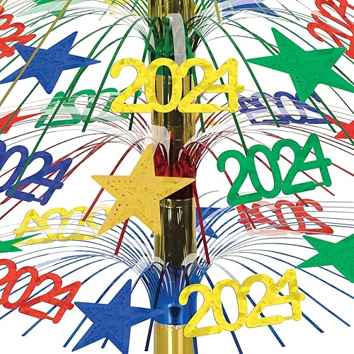 Miniatura 3 de Beistle Centro de mesa de Nochevieja para decoraciones de fiesta de graduación 2024, celebrando contigo desde 1900, 18 pulgadas,