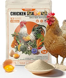Natural Chicken Powder Chili Mix, 1 lb Herbal Feed Topper for Laying Hens, Egg-Safe Poultry, Daily Wellness Feed Topper, Garlic Pumpkin Seed Wormwood, Marigold Turmeric for Golden Yolks