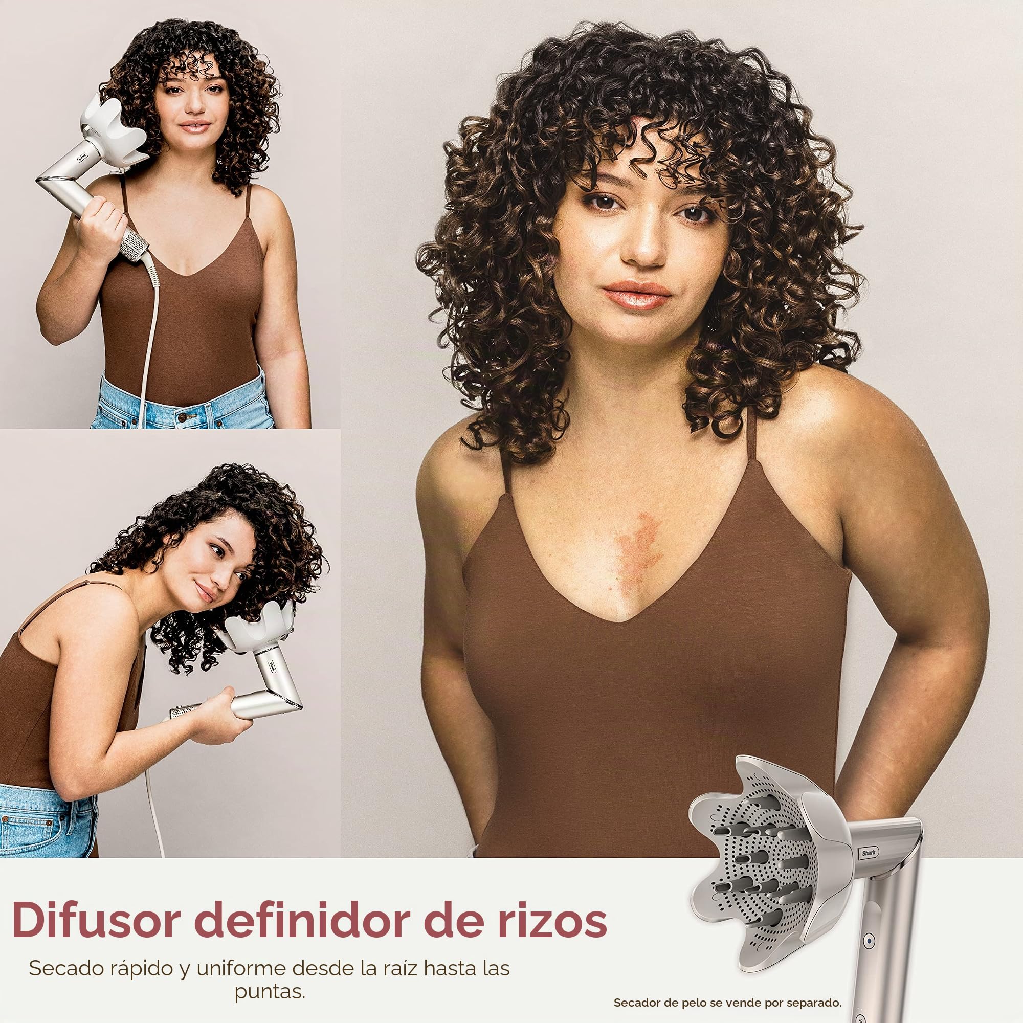 Shark XSKHD4DA FlexStyle - Difusor de definición de rizos, accesorio para secadores Shark FlexStyle, herramienta de peinado para cabello ondulado, rizado y rizado, mejora los rizos naturales, puntas | El cuenco profundo sostiene más cabello, el diseño de