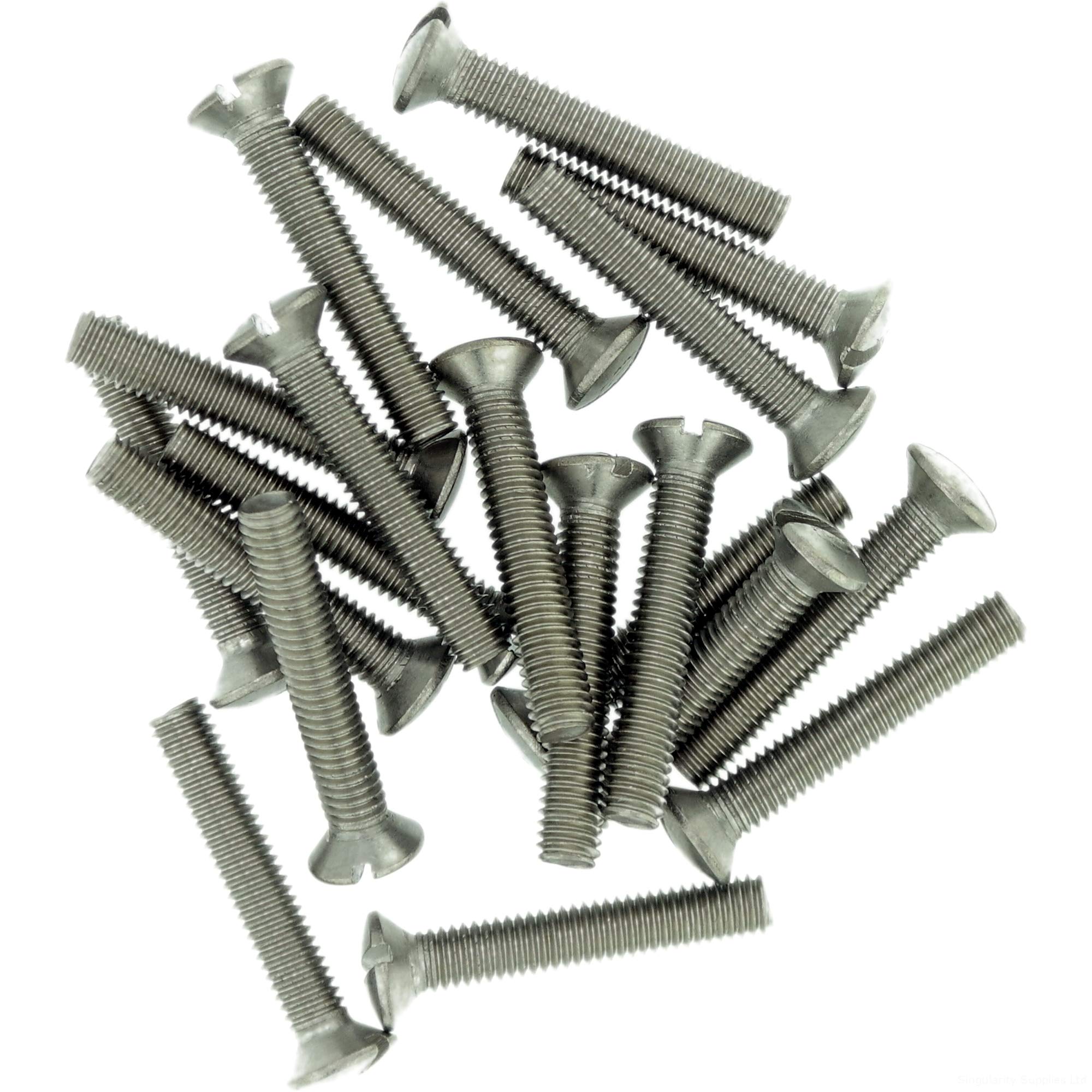 Singularity Supplies M2.5 (2.5Mm X 20Mm) Slot Raised Countersunk Machine Screw (Bolt) - Stainless Steel (A2) (Pack Of 20)