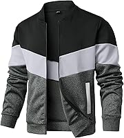 HYPESTFIT Men's Lightweight Color Block Bomber Jacket - Casual Varsity Coat for Spring Fall
