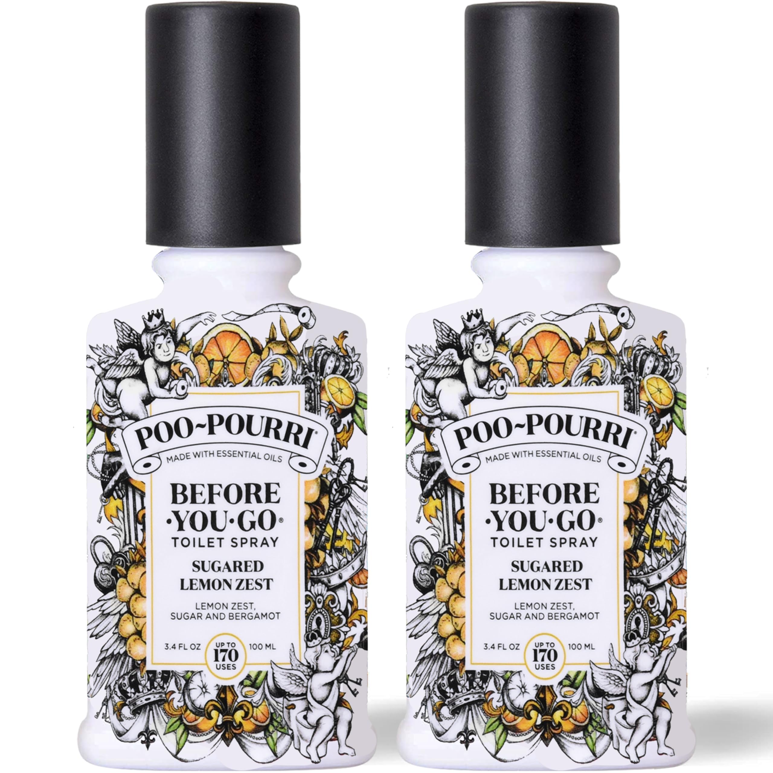 poo-pourri toilet spray sugared lemon zest 34 ounce lemon zest sugar and bergamot pack of 2