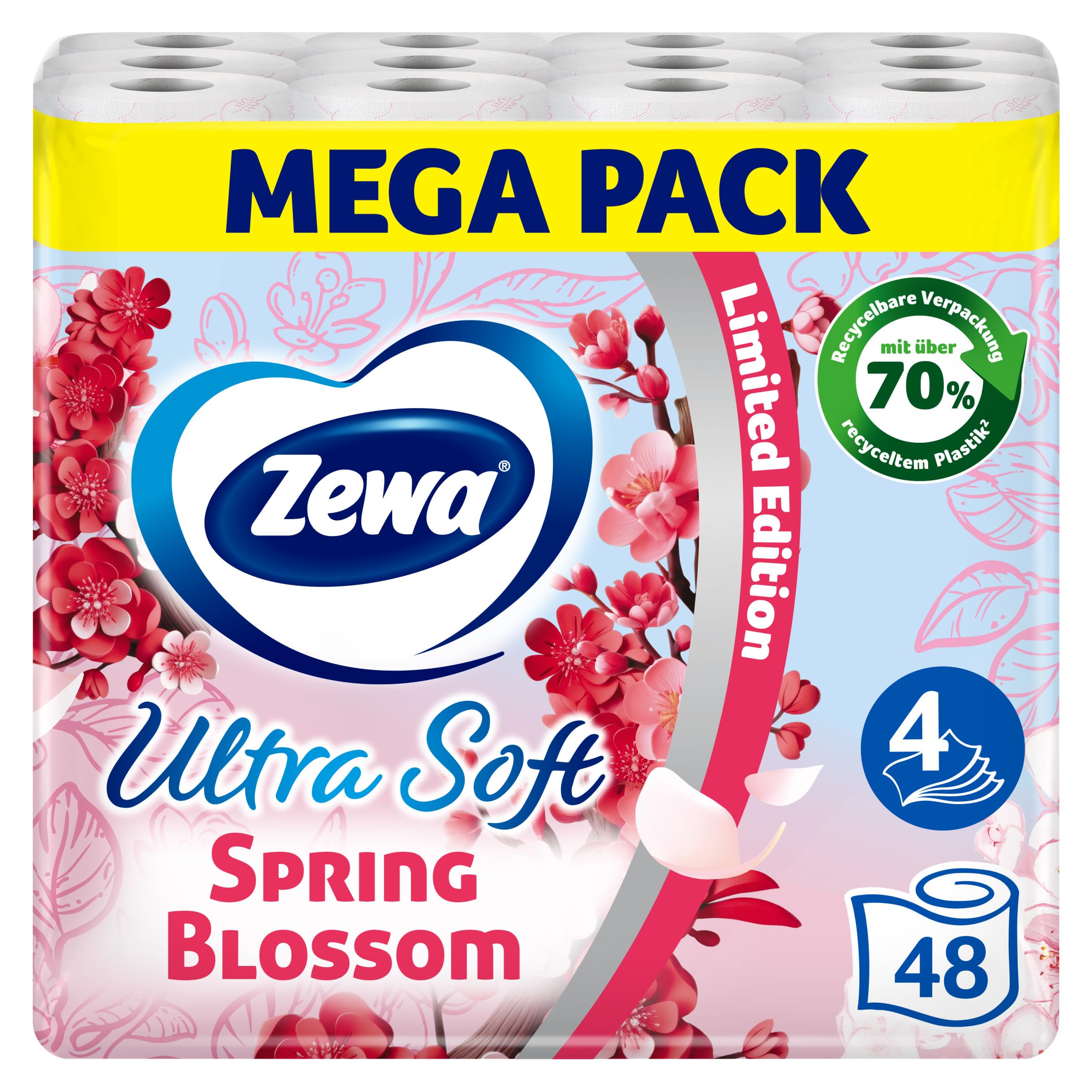 Zewa Ultra Soft Limited Edition Toilettenpapier, Großpackung, 3 x 16 Rollen 39113 Hell