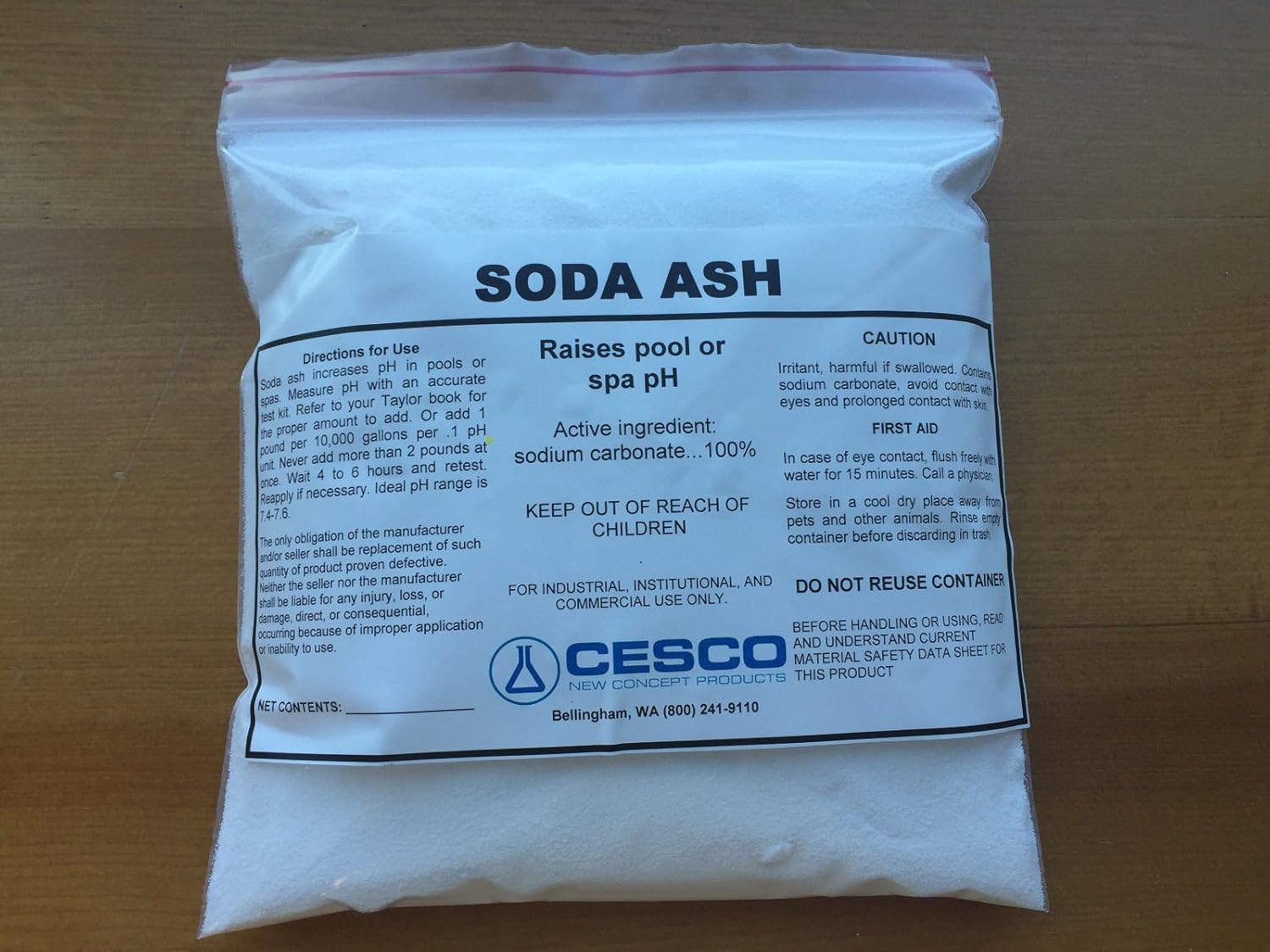Soda Ash ( Sodium Carbonate ) Pool & Spa pH increaser