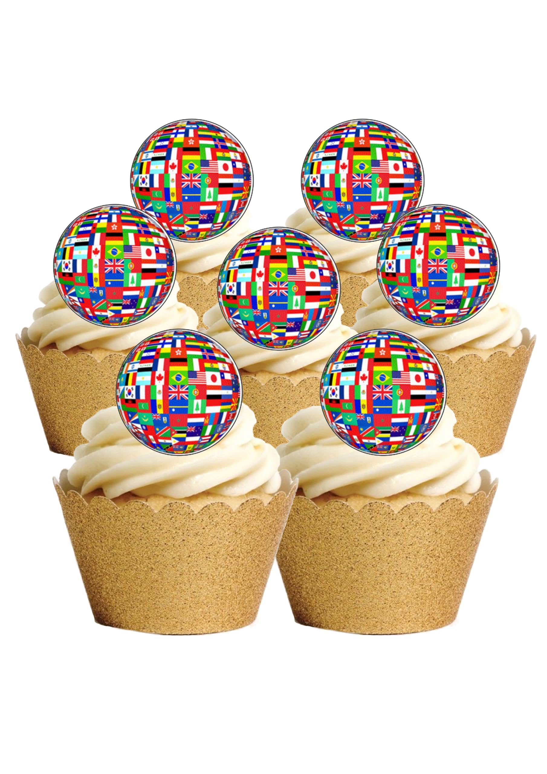 24 Precut Olympic Nation Flags of the World Edible Wafer Paper Cake Toppers Decorations - Olympics