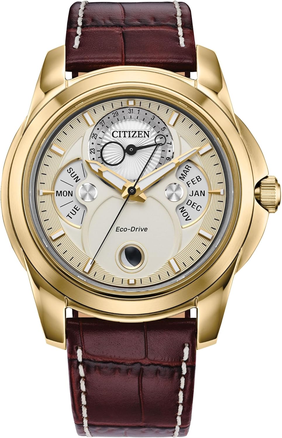 Citizen Eco-Drive Calendrier Gold-Tone Dial Leather Strap Watch 41mm - BU0082-06P - Image 1 of 4