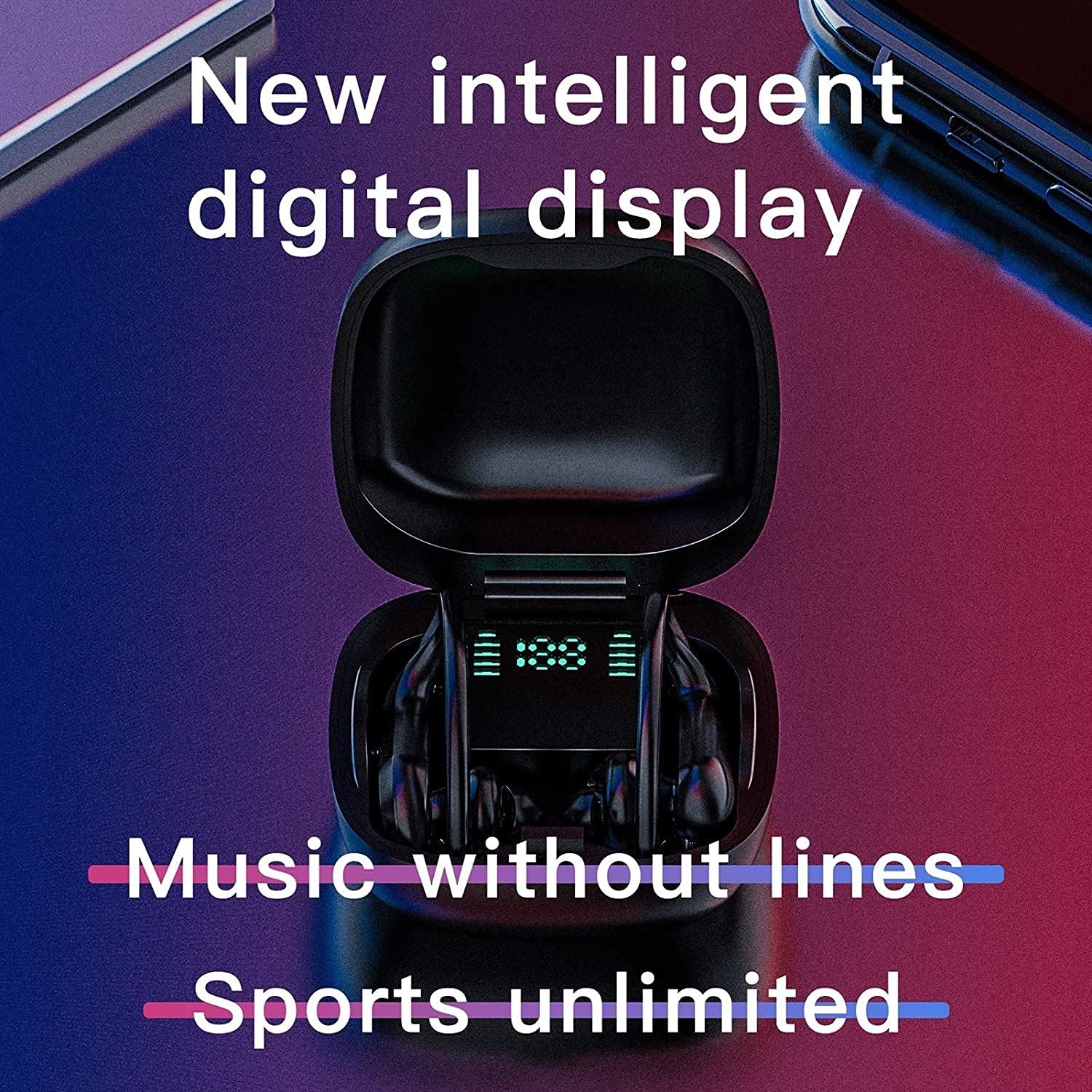 Auricolari wireless, True Wireless Bluetooth 5.0 con microfono, bassi profondi, IPX7, impermeabili, con custodia di ricarica, per corsa, palestra, allenamento all'aperto