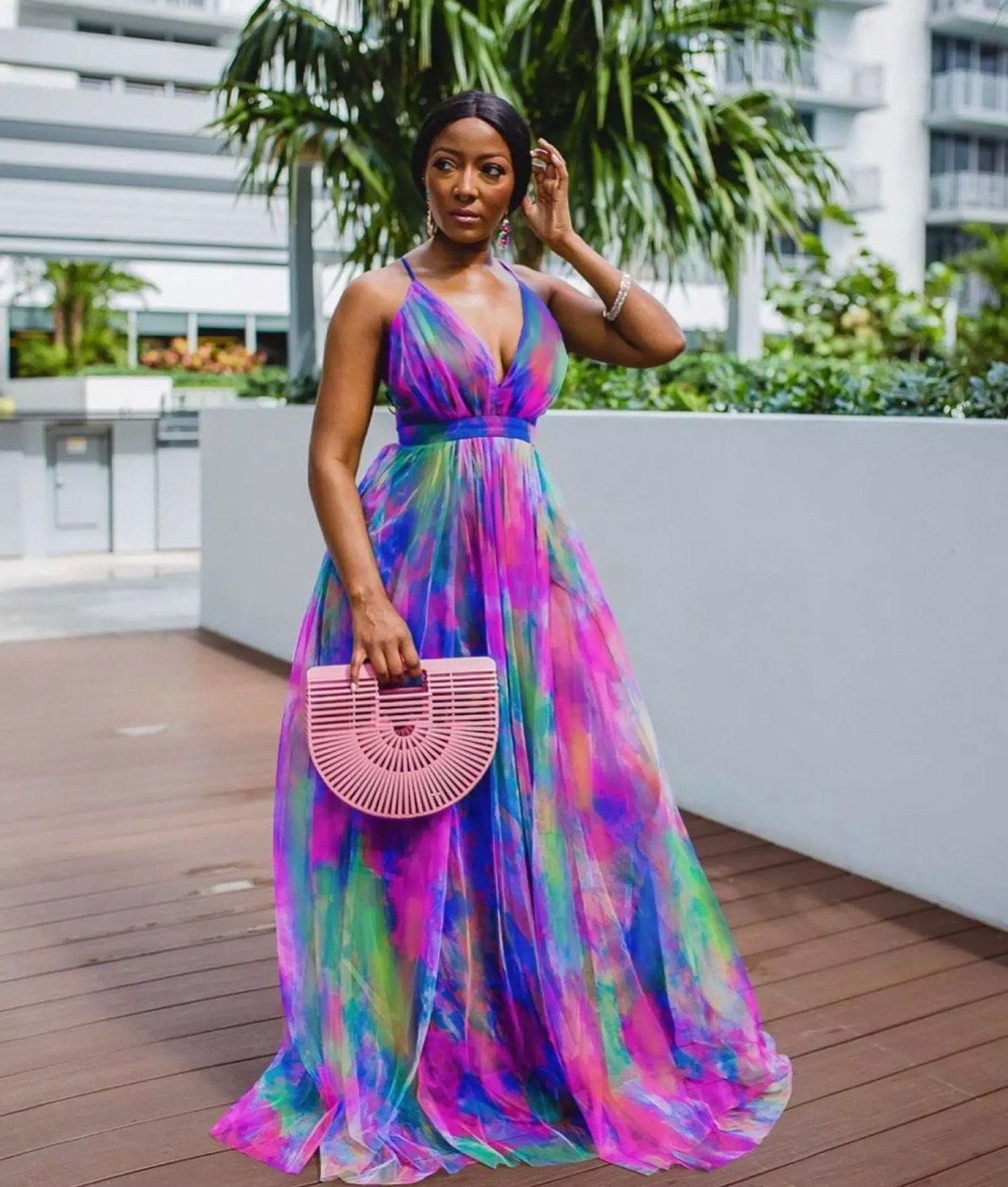 YVLSS Women's Elegant Tie-Dye Dress for Party Cocktail Dinner Date, Pink,  X-Large : Amazon.ca: Clothing, Shoes \u0026 Accessories