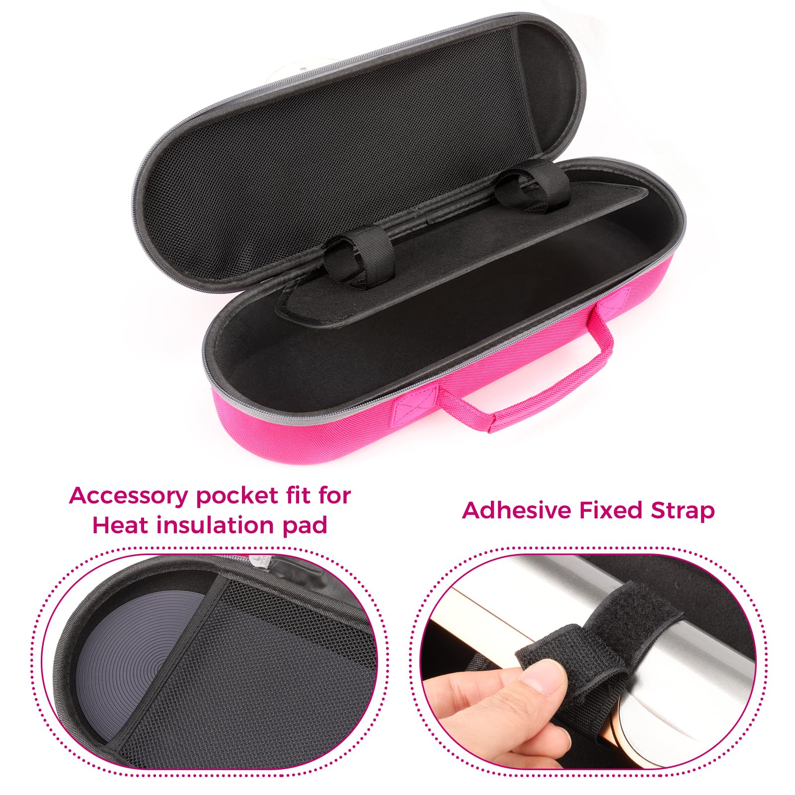 Custodia per piastra per capelli compatibile con Airstrait HT01, custodia protettiva da viaggio per piastra per capelli (rosa)